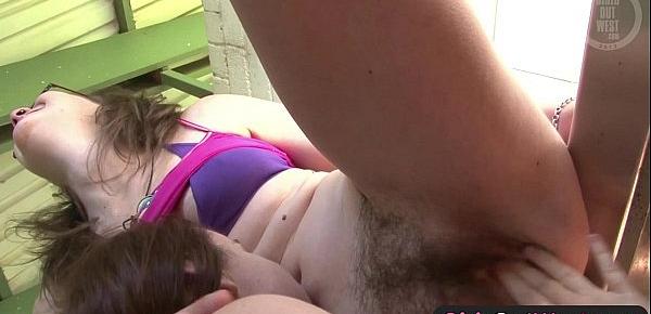  Hairy Aussie lesbian fingered and licked